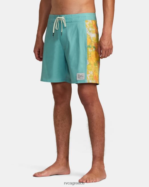 R422N81023 κομμένο φοίνικα 17 boardshort RVCA για άνδρες και γυναίκες πράσινη ομίχλη πυθμένα
