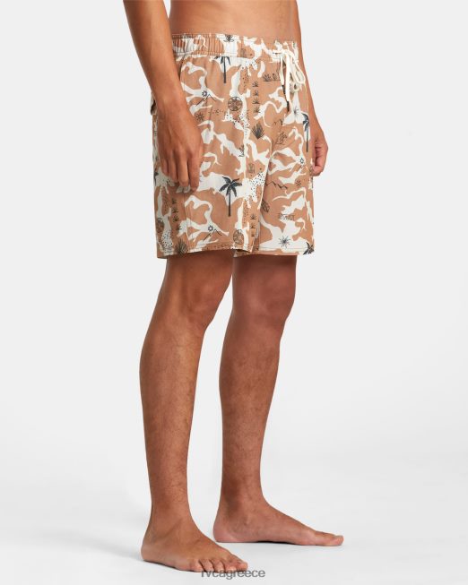 R422N8239 σορτς ατλάς ελαστική μέσης 17 RVCA για άνδρες και γυναίκες καμήλα πυθμένα