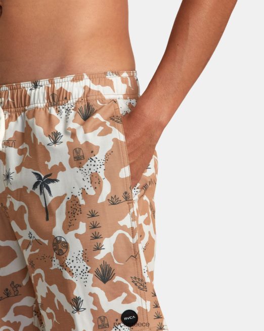 R422N8239 σορτς ατλάς ελαστική μέσης 17 RVCA για άνδρες και γυναίκες καμήλα πυθμένα