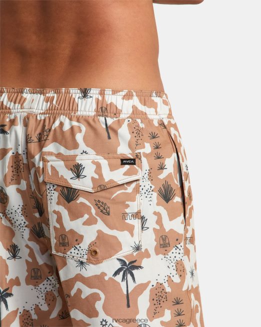 R422N8239 σορτς ατλάς ελαστική μέσης 17 RVCA για άνδρες και γυναίκες καμήλα πυθμένα