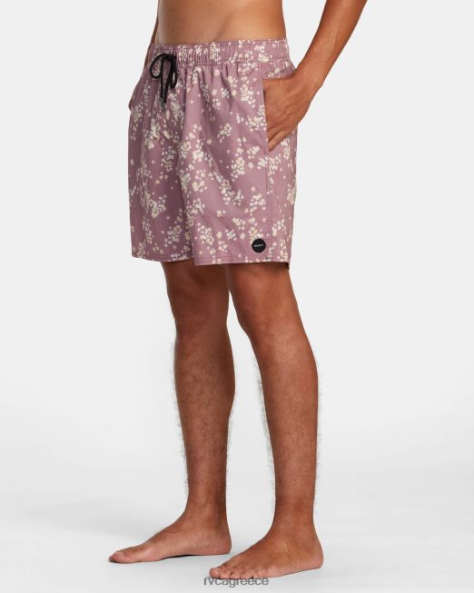 R422N8481 Barnes ελαστικό σορτς μέσης 17 RVCA για άνδρες και γυναίκες λεβάντα πυθμένα