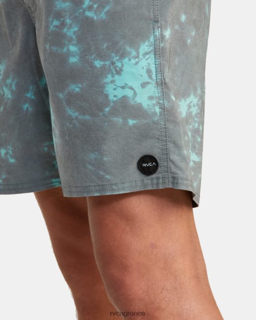 R422N8638 μανιακό ελαστικό σορτς στη μέση 17 RVCA για άνδρες και γυναίκες μαύρη πράσινη βαφή γραβάτας πυθμένα