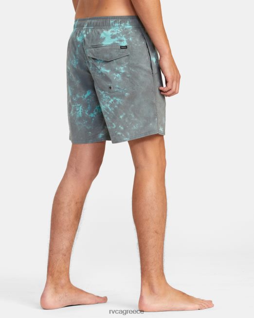 R422N8638 μανιακό ελαστικό σορτς στη μέση 17 RVCA για άνδρες και γυναίκες μαύρη πράσινη βαφή γραβάτας πυθμένα