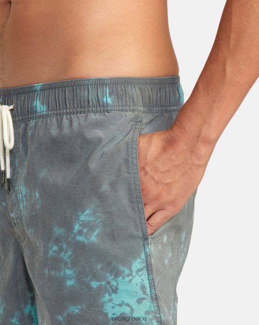 R422N8638 μανιακό ελαστικό σορτς στη μέση 17 RVCA για άνδρες και γυναίκες μαύρη πράσινη βαφή γραβάτας πυθμένα