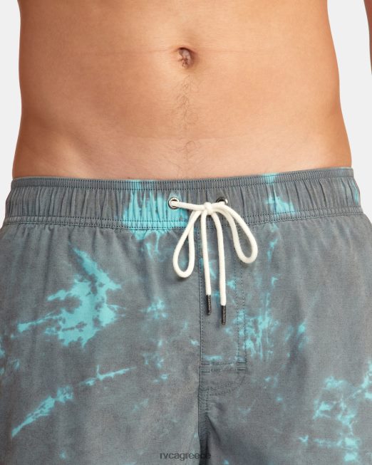 R422N8638 μανιακό ελαστικό σορτς στη μέση 17 RVCA για άνδρες και γυναίκες μαύρη πράσινη βαφή γραβάτας πυθμένα