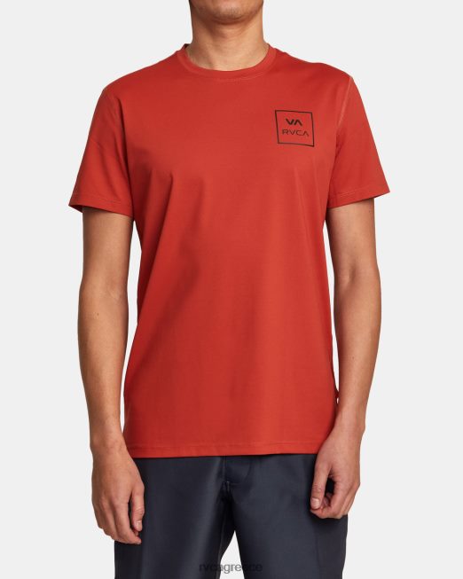 R422N8350 κοντομάνικο rashguard RVCA για άνδρες και γυναίκες κιννάβαρι είδη ένδυσης