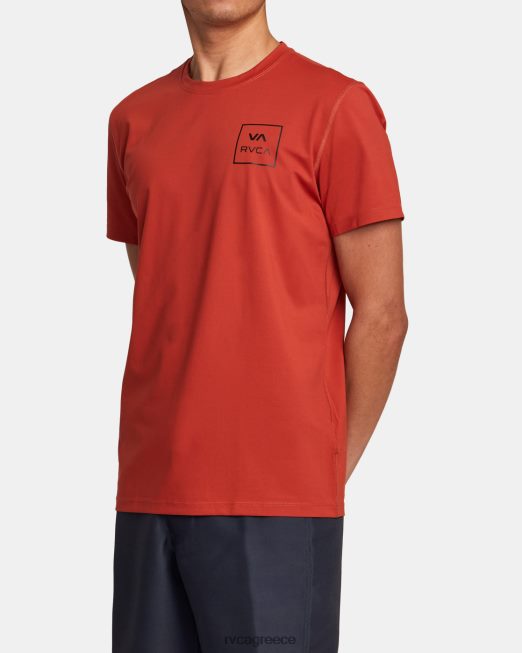 R422N8350 κοντομάνικο rashguard RVCA για άνδρες και γυναίκες κιννάβαρι είδη ένδυσης