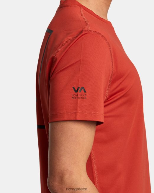 R422N8350 κοντομάνικο rashguard RVCA για άνδρες και γυναίκες κιννάβαρι είδη ένδυσης