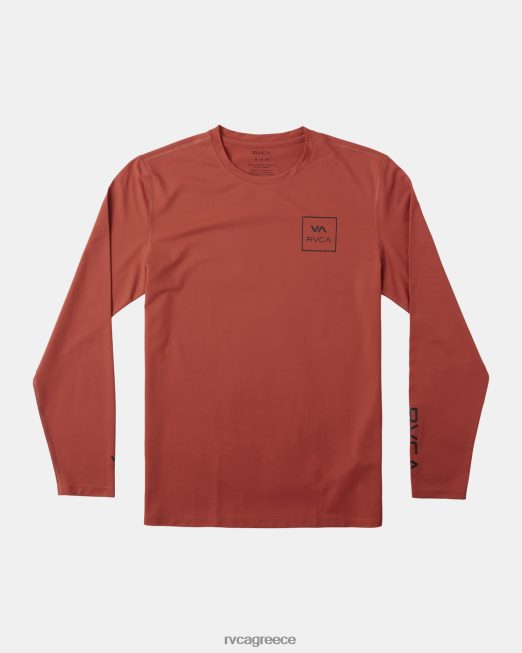 R422N8356 μακρυμάνικο rashguard RVCA για άνδρες και γυναίκες κιννάβαρι είδη ένδυσης