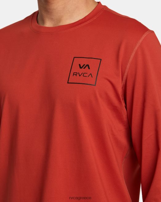 R422N8356 μακρυμάνικο rashguard RVCA για άνδρες και γυναίκες κιννάβαρι είδη ένδυσης