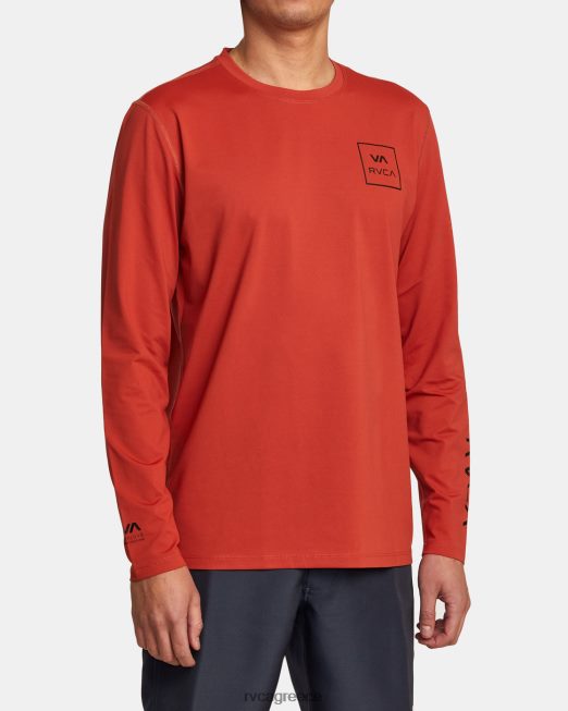 R422N8356 μακρυμάνικο rashguard RVCA για άνδρες και γυναίκες κιννάβαρι είδη ένδυσης