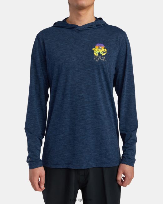 R422N8590 surf print rashguard hoodie RVCA για άνδρες και γυναίκες ναυτικό ρείκι είδη ένδυσης