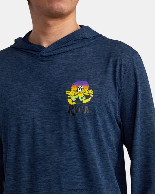R422N8590 surf print rashguard hoodie RVCA για άνδρες και γυναίκες ναυτικό ρείκι είδη ένδυσης