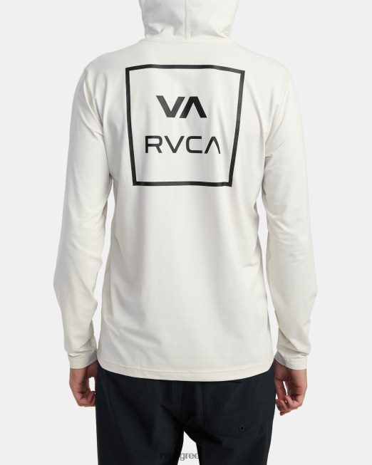 R422N8595 μακρυμάνικη κουκούλα rashguard RVCA για άνδρες και γυναίκες ασημί χλωρίνη είδη ένδυσης