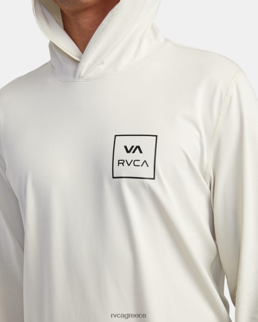 R422N8595 μακρυμάνικη κουκούλα rashguard RVCA για άνδρες και γυναίκες ασημί χλωρίνη είδη ένδυσης