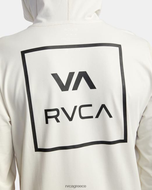 R422N8595 μακρυμάνικη κουκούλα rashguard RVCA για άνδρες και γυναίκες ασημί χλωρίνη είδη ένδυσης