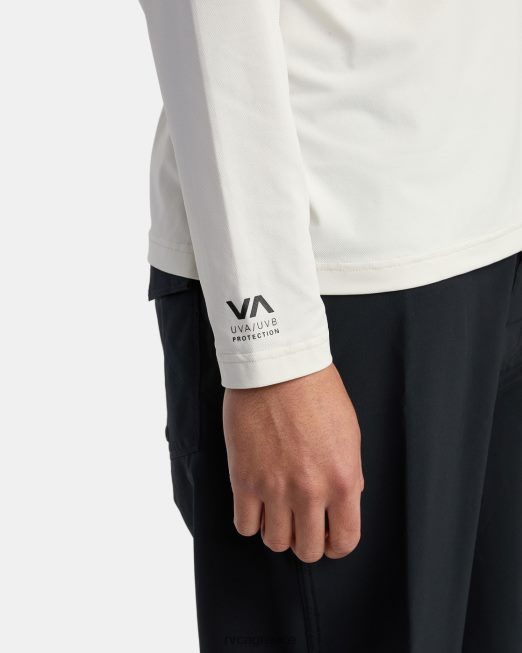 R422N8595 μακρυμάνικη κουκούλα rashguard RVCA για άνδρες και γυναίκες ασημί χλωρίνη είδη ένδυσης