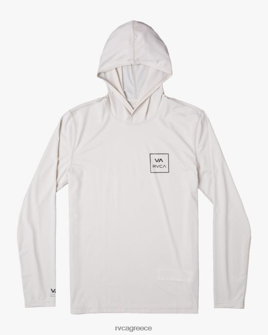 R422N8595 μακρυμάνικη κουκούλα rashguard RVCA για άνδρες και γυναίκες ασημί χλωρίνη είδη ένδυσης