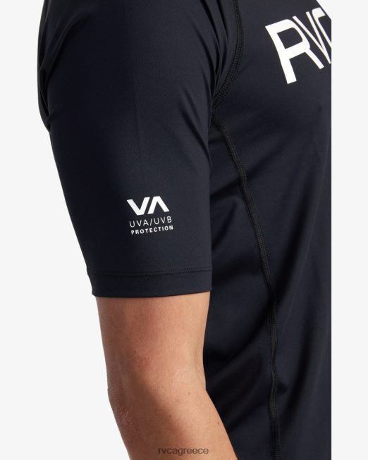 R422N8603 κοντομάνικο rashguard RVCA για άνδρες και γυναίκες μαύρος είδη ένδυσης