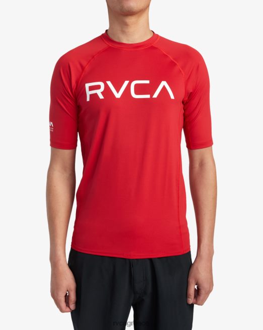 R422N8618 κοντομάνικο rashguard RVCA για άνδρες και γυναίκες το κόκκινο είδη ένδυσης
