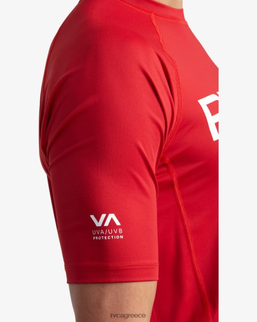 R422N8618 κοντομάνικο rashguard RVCA για άνδρες και γυναίκες το κόκκινο είδη ένδυσης