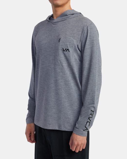 R422N8619 μακρυμάνικη κουκούλα noyle rashguard RVCA για άνδρες και γυναίκες ερείκη γκρι είδη ένδυσης