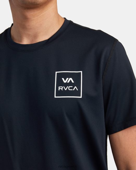 R422N8622 κοντομάνικο rashguard RVCA για άνδρες και γυναίκες μαύρος είδη ένδυσης