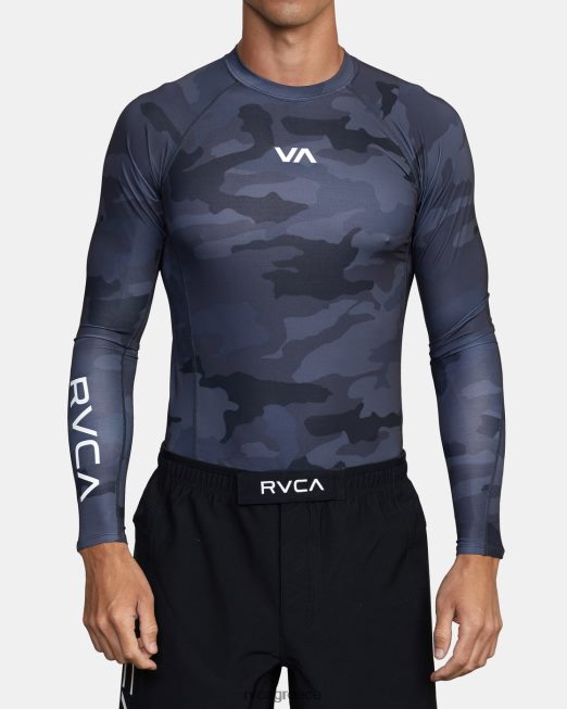 R422N8823 va sport μακρυμάνικο rashguard RVCA για άνδρες και γυναίκες μαύρο camo είδη ένδυσης