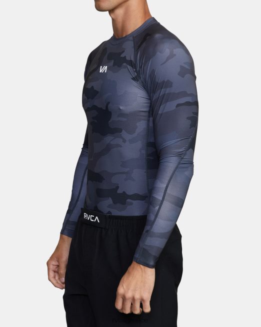 R422N8823 va sport μακρυμάνικο rashguard RVCA για άνδρες και γυναίκες μαύρο camo είδη ένδυσης