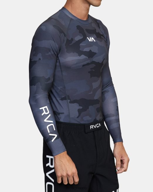 R422N8823 va sport μακρυμάνικο rashguard RVCA για άνδρες και γυναίκες μαύρο camo είδη ένδυσης