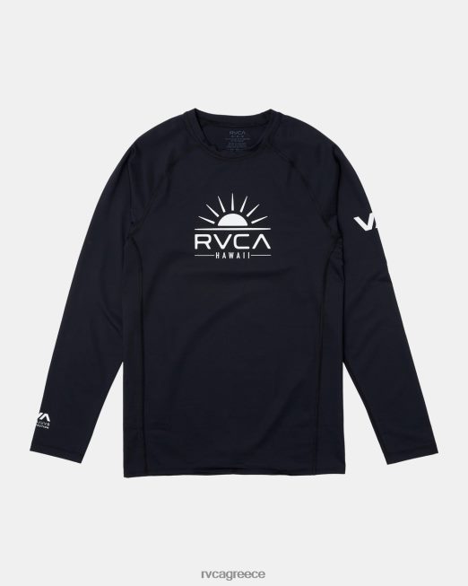 R422N8847 ηλιόλουστη Χαβάη με μακριά μανίκια rashguard RVCA για άνδρες και γυναίκες μαύρος είδη ένδυσης