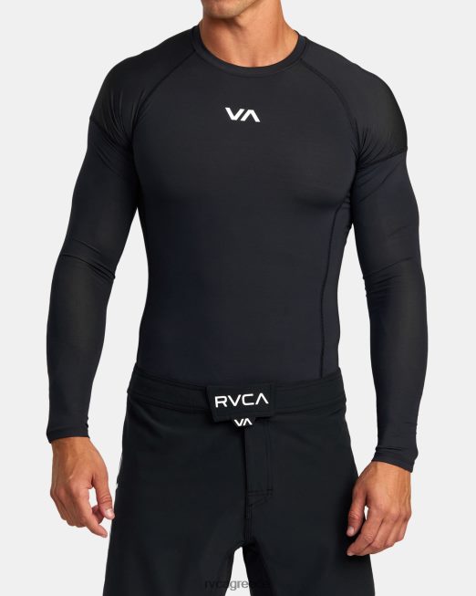 R422N8886 va sport μακρυμάνικο rashguard RVCA για άνδρες και γυναίκες μαύρος είδη ένδυσης