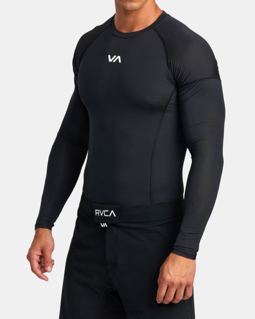 R422N8886 va sport μακρυμάνικο rashguard RVCA για άνδρες και γυναίκες μαύρος είδη ένδυσης