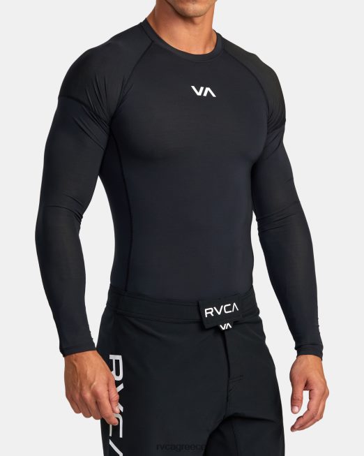 R422N8886 va sport μακρυμάνικο rashguard RVCA για άνδρες και γυναίκες μαύρος είδη ένδυσης