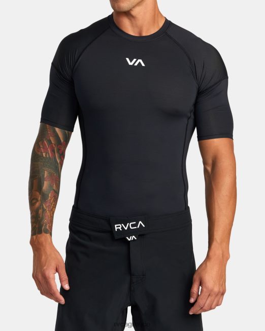 R422N8909 va sport κοντομάνικο rashguard RVCA για άνδρες και γυναίκες μαύρος είδη ένδυσης