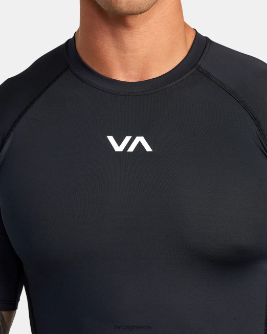 R422N8909 va sport κοντομάνικο rashguard RVCA για άνδρες και γυναίκες μαύρος είδη ένδυσης