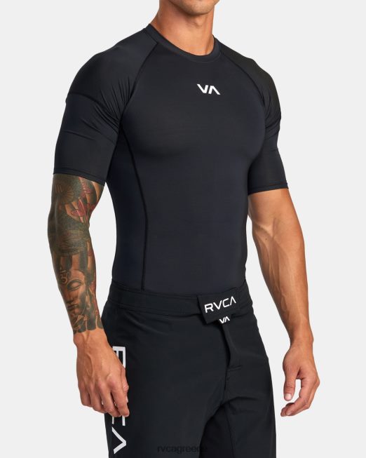 R422N8909 va sport κοντομάνικο rashguard RVCA για άνδρες και γυναίκες μαύρος είδη ένδυσης