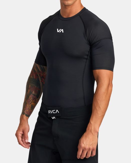 R422N8909 va sport κοντομάνικο rashguard RVCA για άνδρες και γυναίκες μαύρος είδη ένδυσης