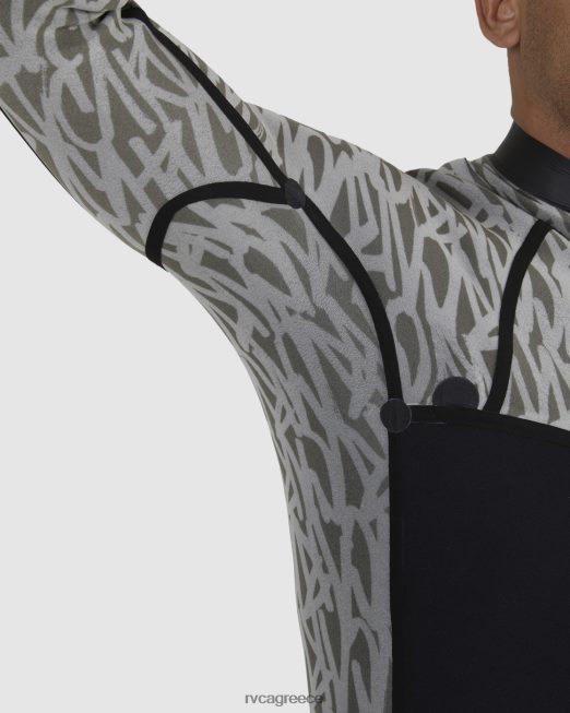 R422N8617 Ολόσωμη φόρμα με φερμουάρ 3/2 ισορροπίας στο στήθος RVCA για άνδρες και γυναίκες μαύρος είδη ένδυσης