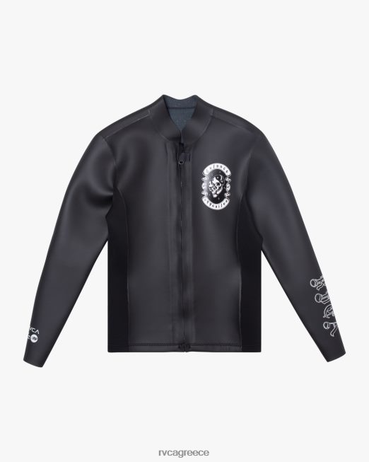 R422N8629 Μπροστινό μπουφάν benji anp με φερμουάρ 2mm RVCA για άνδρες και γυναίκες μαύρος είδη ένδυσης