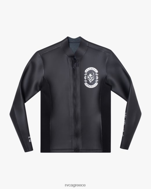 R422N8629 Μπροστινό μπουφάν benji anp με φερμουάρ 2mm RVCA για άνδρες και γυναίκες μαύρος είδη ένδυσης