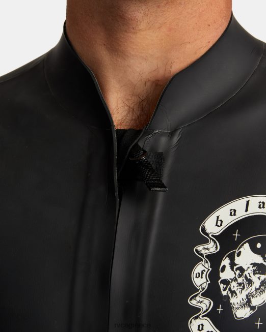 R422N8629 Μπροστινό μπουφάν benji anp με φερμουάρ 2mm RVCA για άνδρες και γυναίκες μαύρος είδη ένδυσης