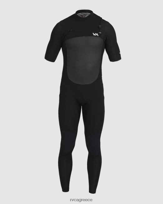 R422N8635 Ολόσωμη φόρμα με κοντό μανίκι 2/2 ισορροπίας στο στήθος RVCA για άνδρες και γυναίκες μαύρος είδη ένδυσης