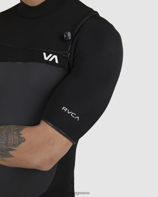 R422N8635 Ολόσωμη φόρμα με κοντό μανίκι 2/2 ισορροπίας στο στήθος RVCA για άνδρες και γυναίκες μαύρος είδη ένδυσης