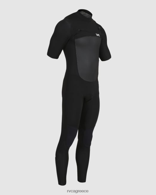 R422N8635 Ολόσωμη φόρμα με κοντό μανίκι 2/2 ισορροπίας στο στήθος RVCA για άνδρες και γυναίκες μαύρος είδη ένδυσης