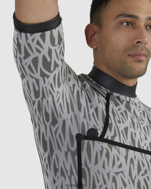 R422N8635 Ολόσωμη φόρμα με κοντό μανίκι 2/2 ισορροπίας στο στήθος RVCA για άνδρες και γυναίκες μαύρος είδη ένδυσης