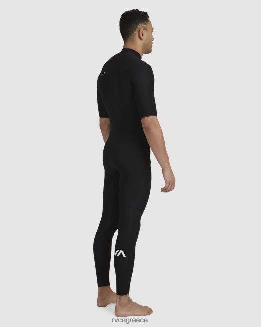 R422N8635 Ολόσωμη φόρμα με κοντό μανίκι 2/2 ισορροπίας στο στήθος RVCA για άνδρες και γυναίκες μαύρος είδη ένδυσης