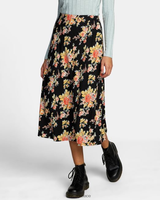 R422N81316 midi φούστα από αστερόσκονη RVCA γυναίκες αληθινό μαύρο είδη ένδυσης