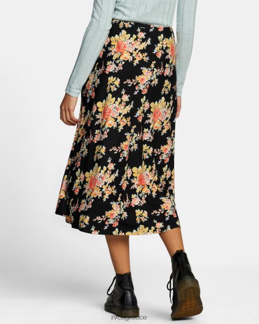 R422N81316 midi φούστα από αστερόσκονη RVCA γυναίκες αληθινό μαύρο είδη ένδυσης