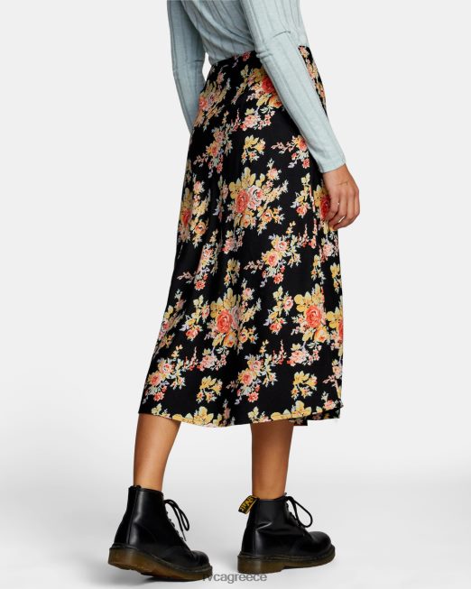 R422N81316 midi φούστα από αστερόσκονη RVCA γυναίκες αληθινό μαύρο είδη ένδυσης